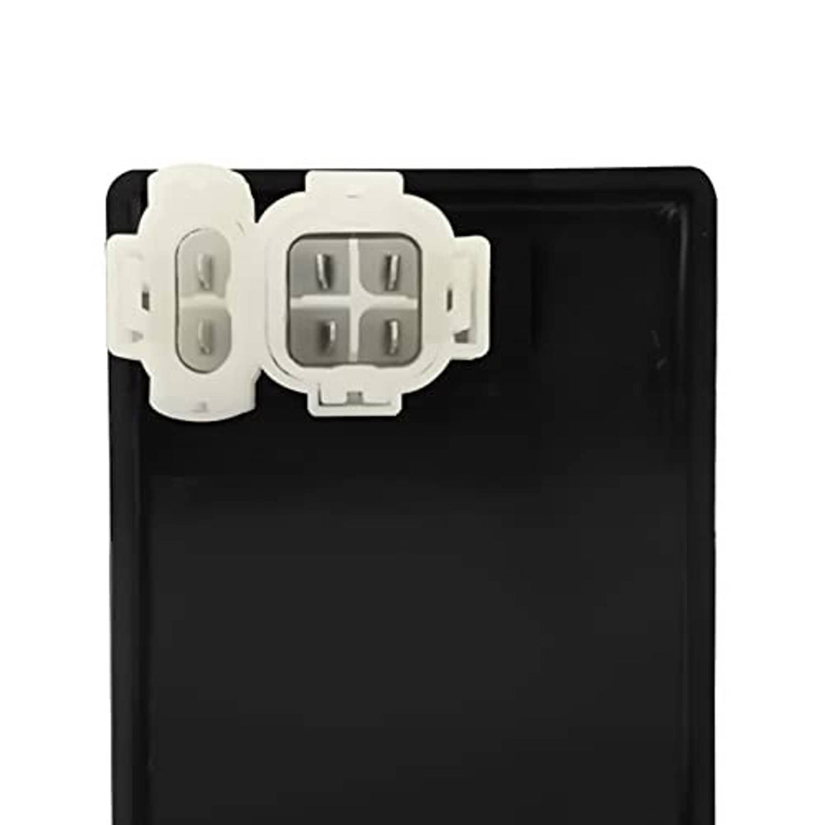 CDI ignition control module, black housing with prominent dual white connector blocks