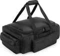 Black under-seat storage bag with top handle straps and side zipper compartments