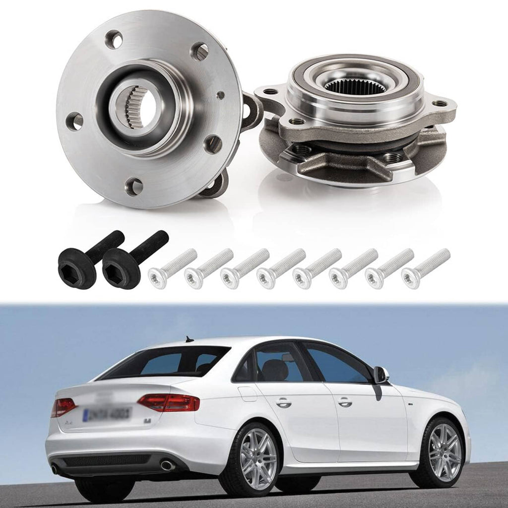 Wheel hub bearing assembly with flange face, bearing ring, and included bolts