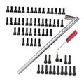 Tire valve stem puller set with metal installer and multiple black valve caps