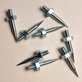 Set of moisture meter replacement pins with metal spikes and threaded shafts