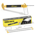 Diatomaceous earth powder duster and sprayer kit with yellow handle, bottle, and accessories