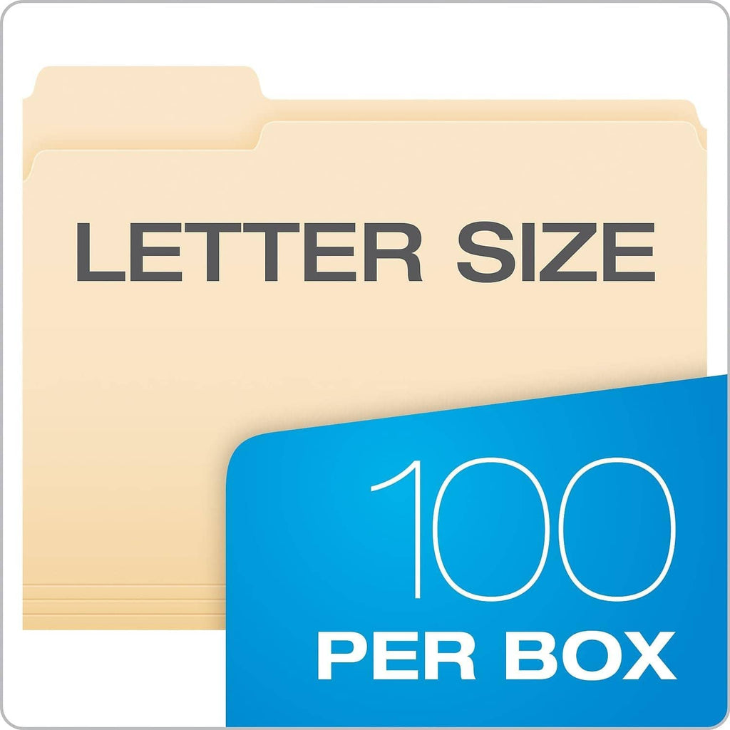 Manila interior folders with 1/3 cut tab for letter-size filing, tab stack