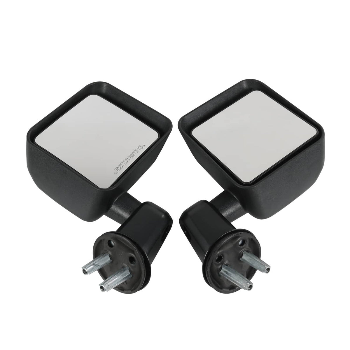 Black manual side mirror pair with square glass and mounting posts