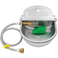 Automatic stainless steel pet water dispenser bowl with green float valve and brass outlet