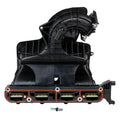 Black plastic intake manifold with multiple ports, internal runners, and mounting tabs