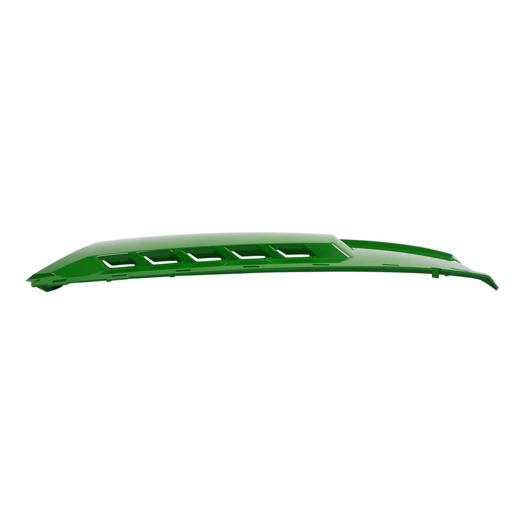 Green tractor hood panel with vented cutouts and front mounting tabs