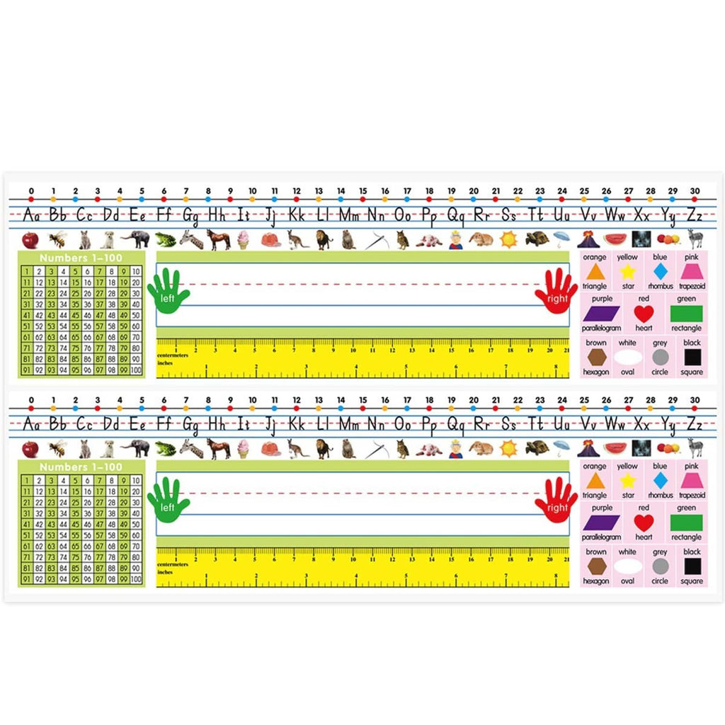 Multicolor self-adhesive nameplate strips with left/right hands and numbers 1–100