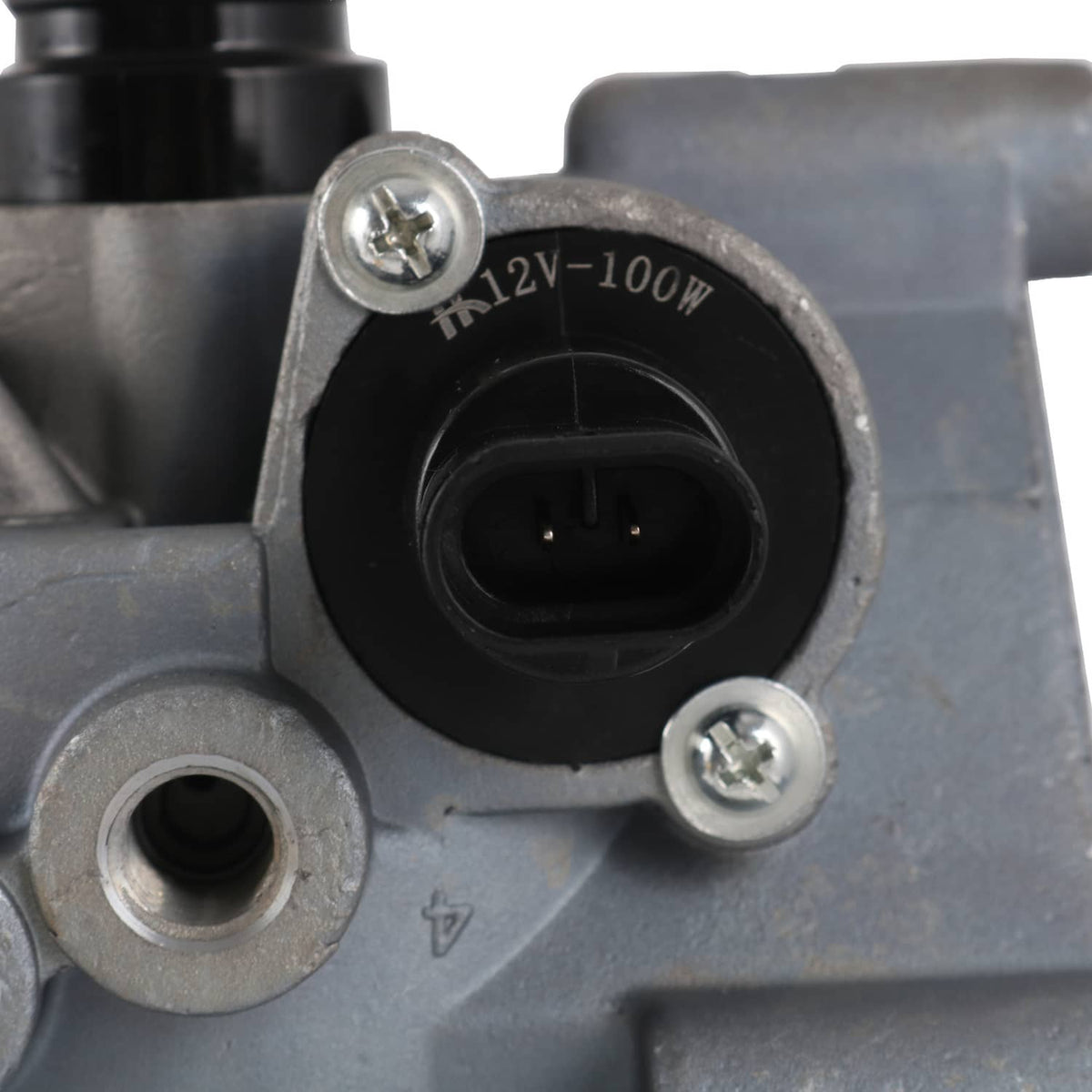 Close-up of air dryer electrical connector on gray housing