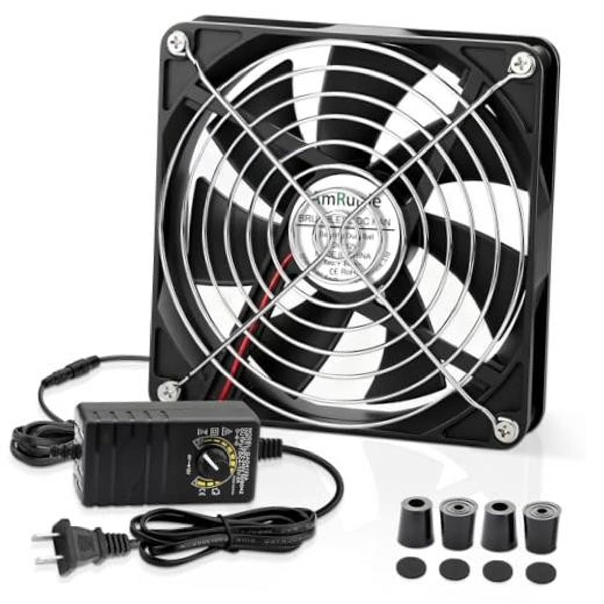 Dual 140mm computer cooling fan with speed controller and AC power plug