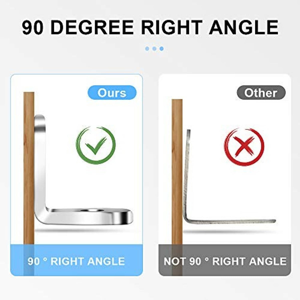 90-degree stainless steel L corner bracket with right-angle mounting leg