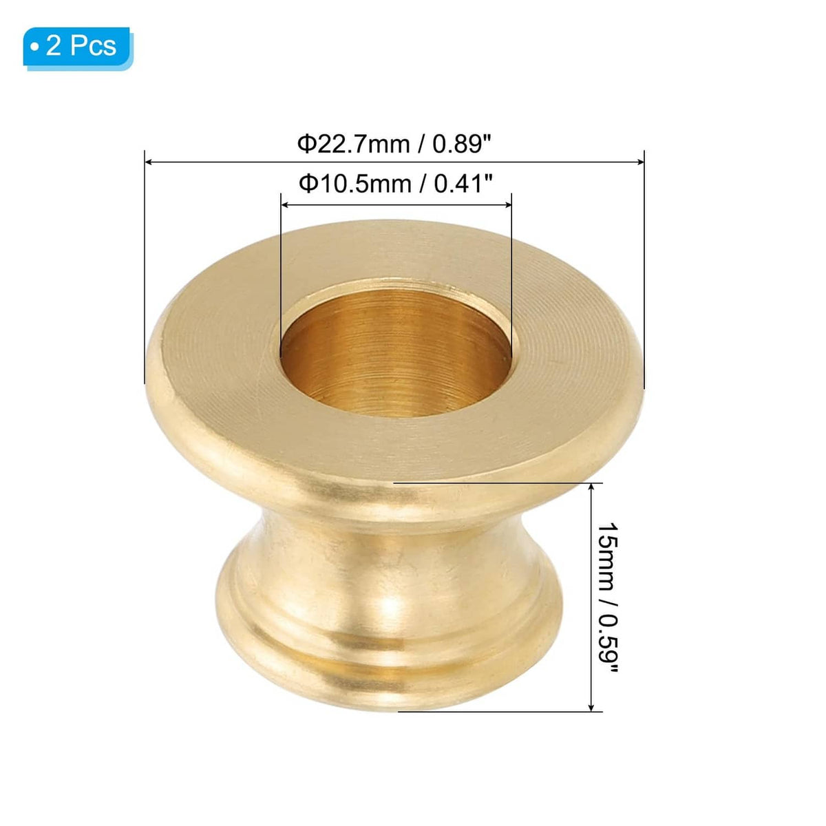 PATIKIL gold brass lamp finial slip with central hole and rounded base, 2 pcs