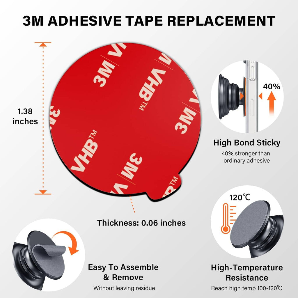 Red 3M VHB adhesive disc with black suction base pad