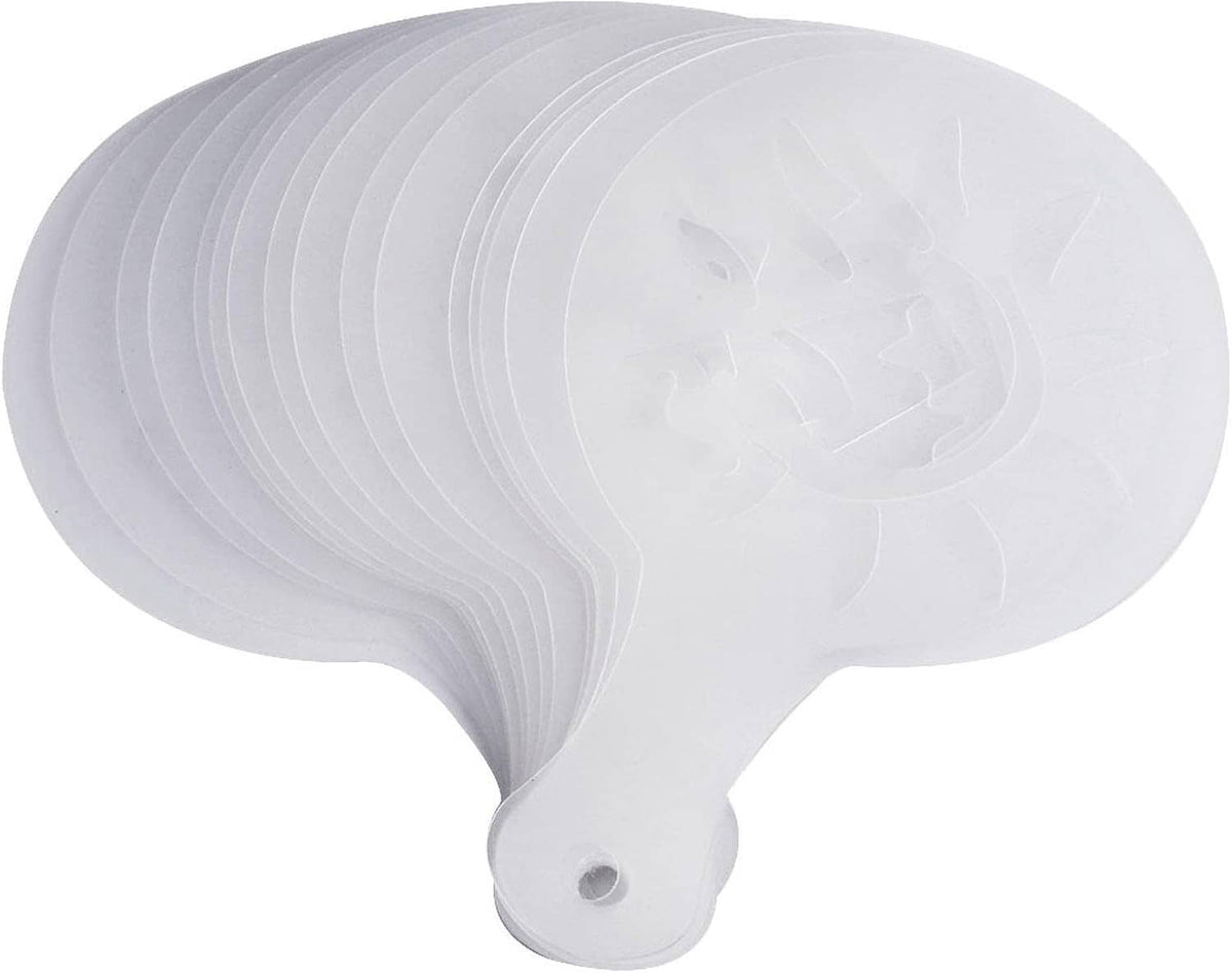 White plastic coffee latte stencil set, multiple pattern discs