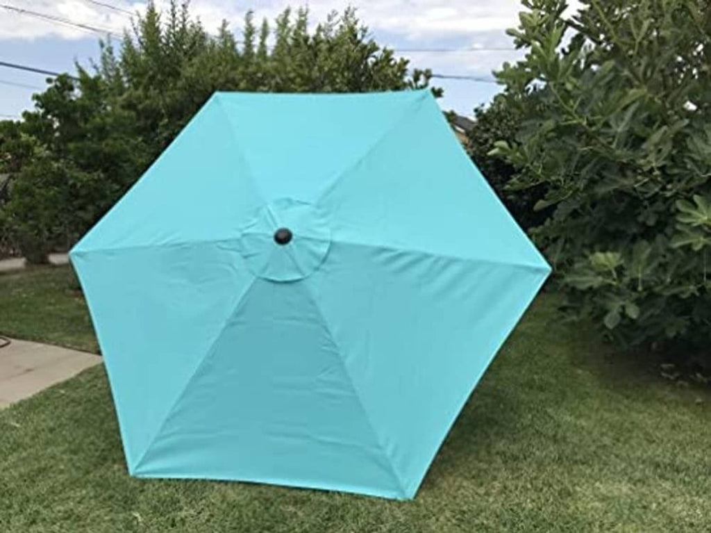 Turquoise patio umbrella replacement canopy with center button and 6 rib panels