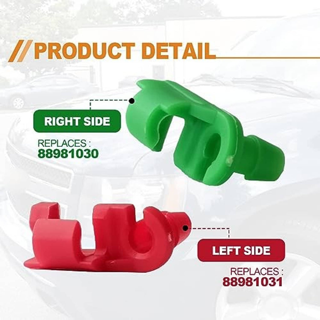 Left and right tailgate handle rod clips, red and green OEM-style parts