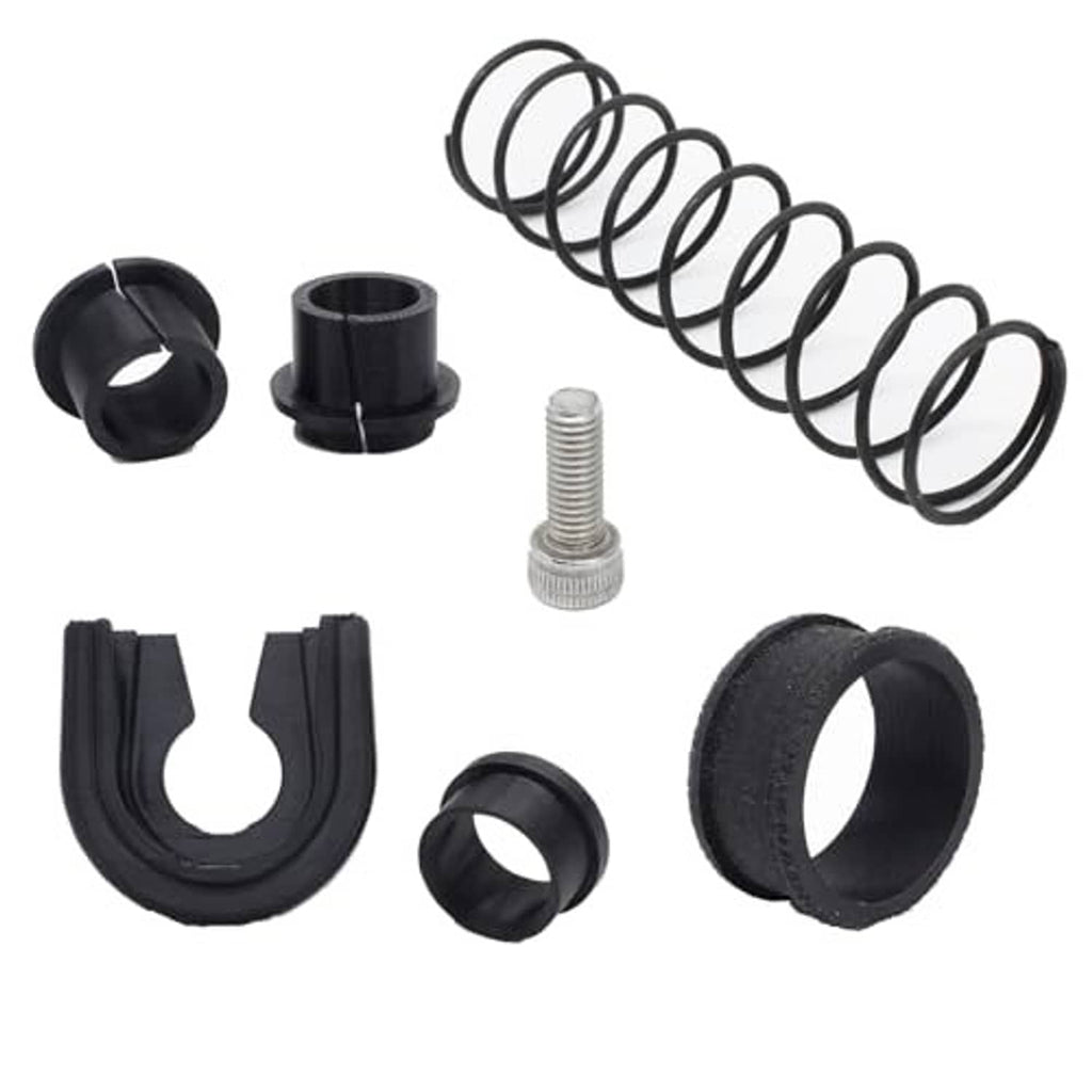 Manual transmission shifter repair kit components: boot, sleeves, spring, and screws