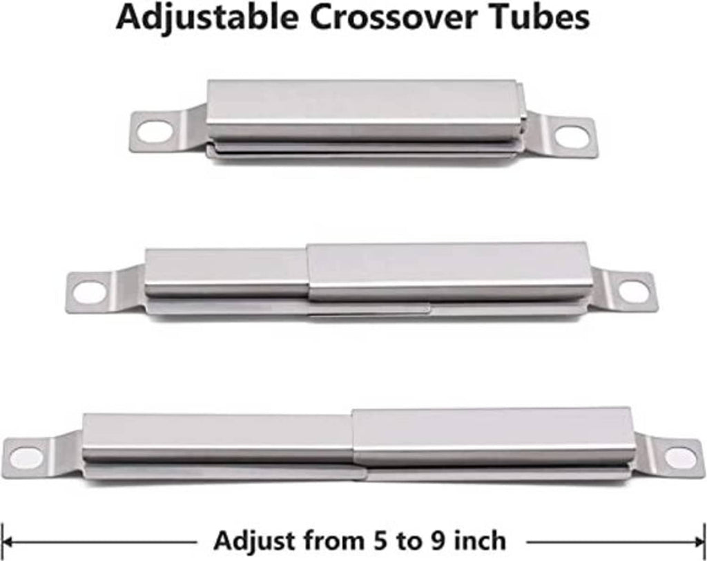 Adjustable stainless steel crossover tubes with mounting brackets, adjustable 5 to 9 in