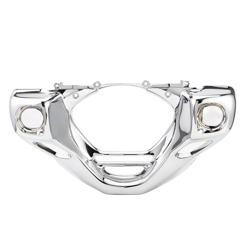 Chrome engine front cowl cover, front view with two round side openings