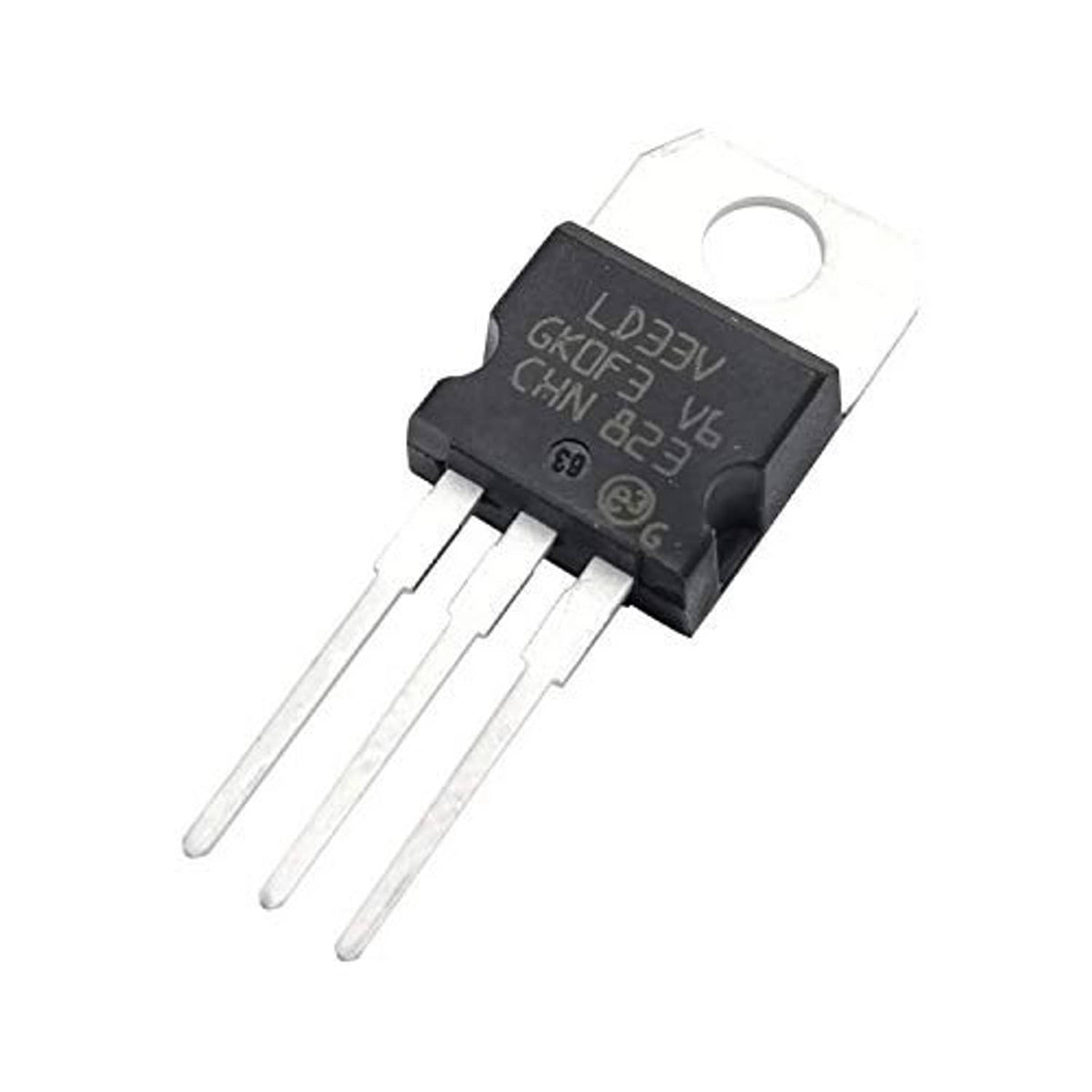 Single LD33V 3.3V TO-220 voltage regulator IC in black, 3 through-hole leads
