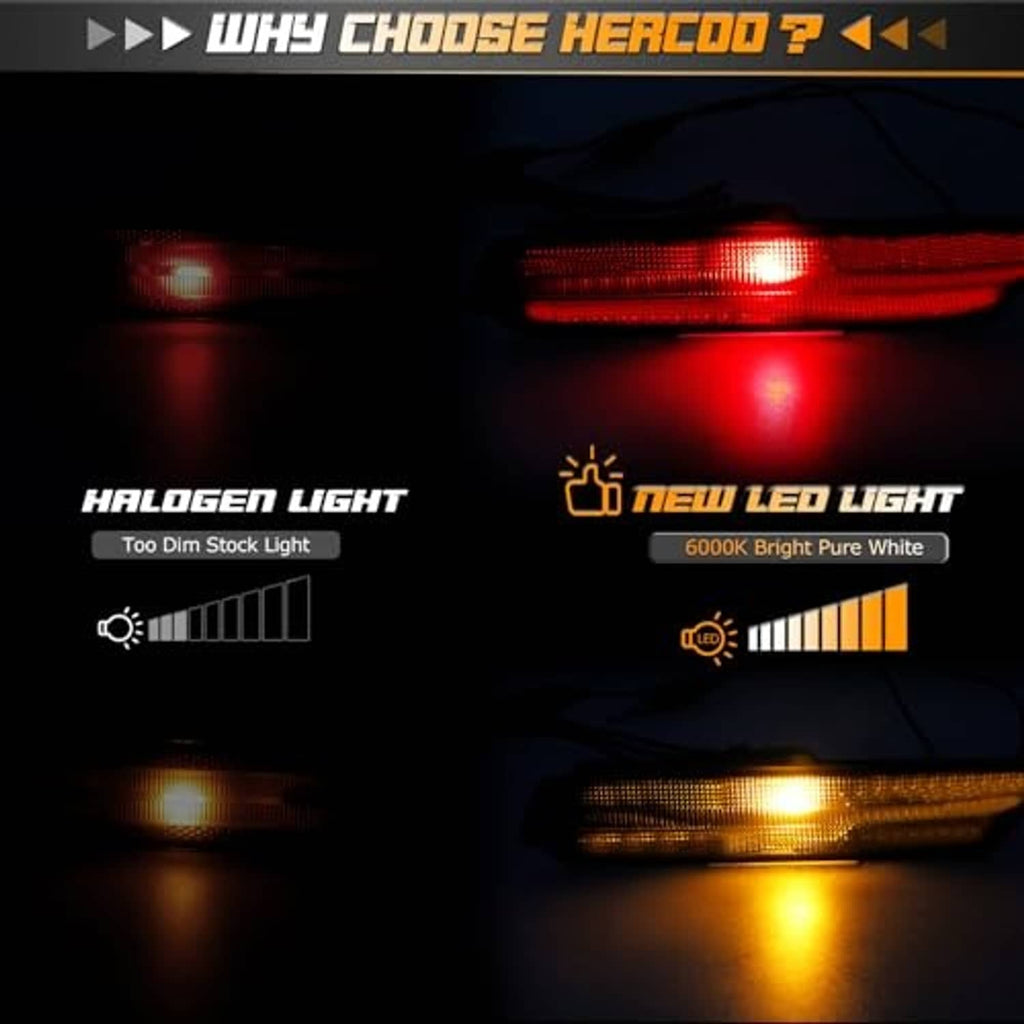Smoked side marker lights glowing red LED, front and rear light style