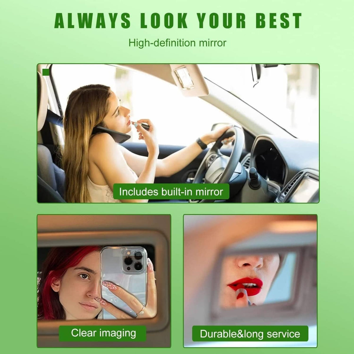 Beige left driver sun visor with built-in mirror and light