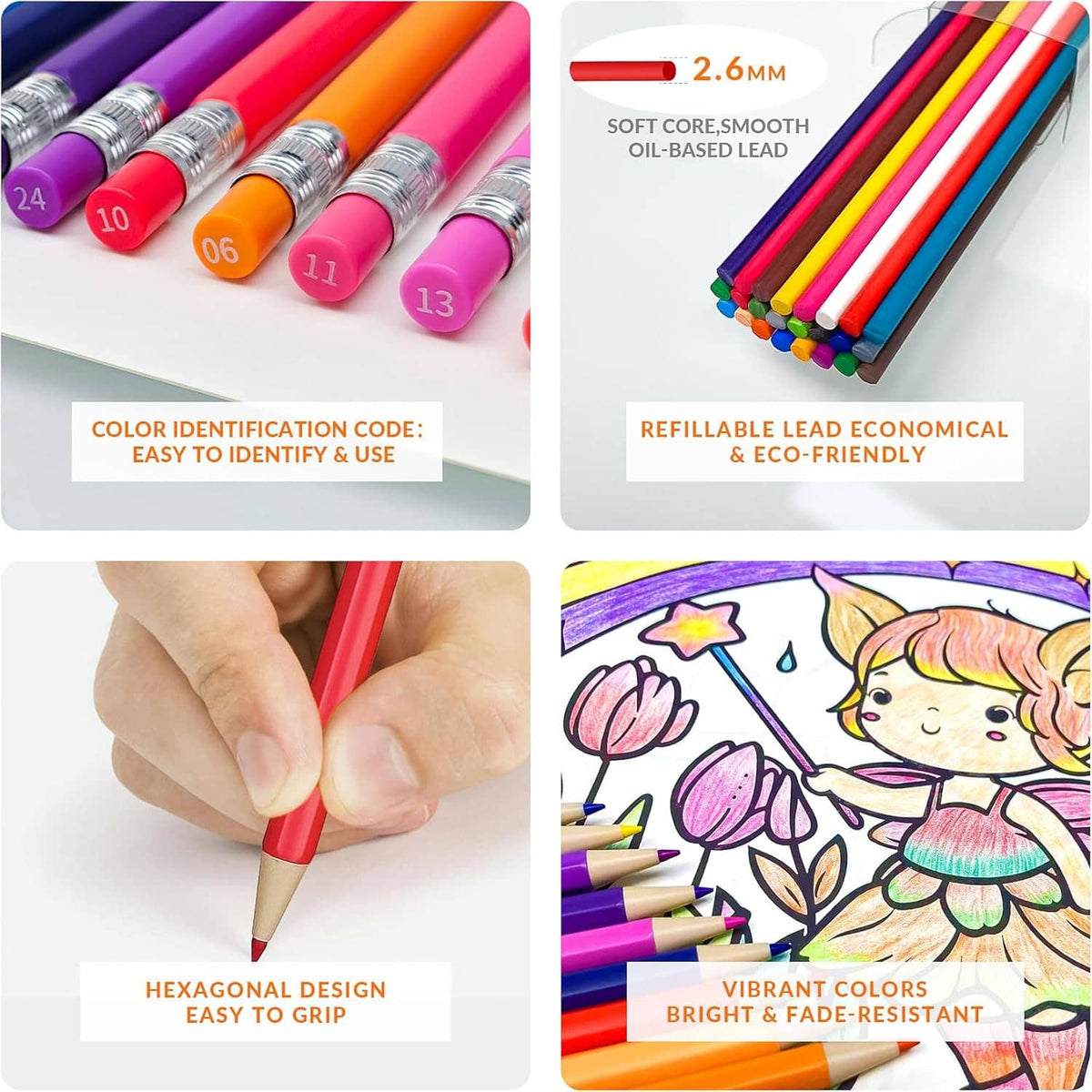 Close-up of multicolor mechanical colored pencils with visible metal lead cores