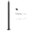 Black cable railing post with pre-drilled holes and freestanding square base