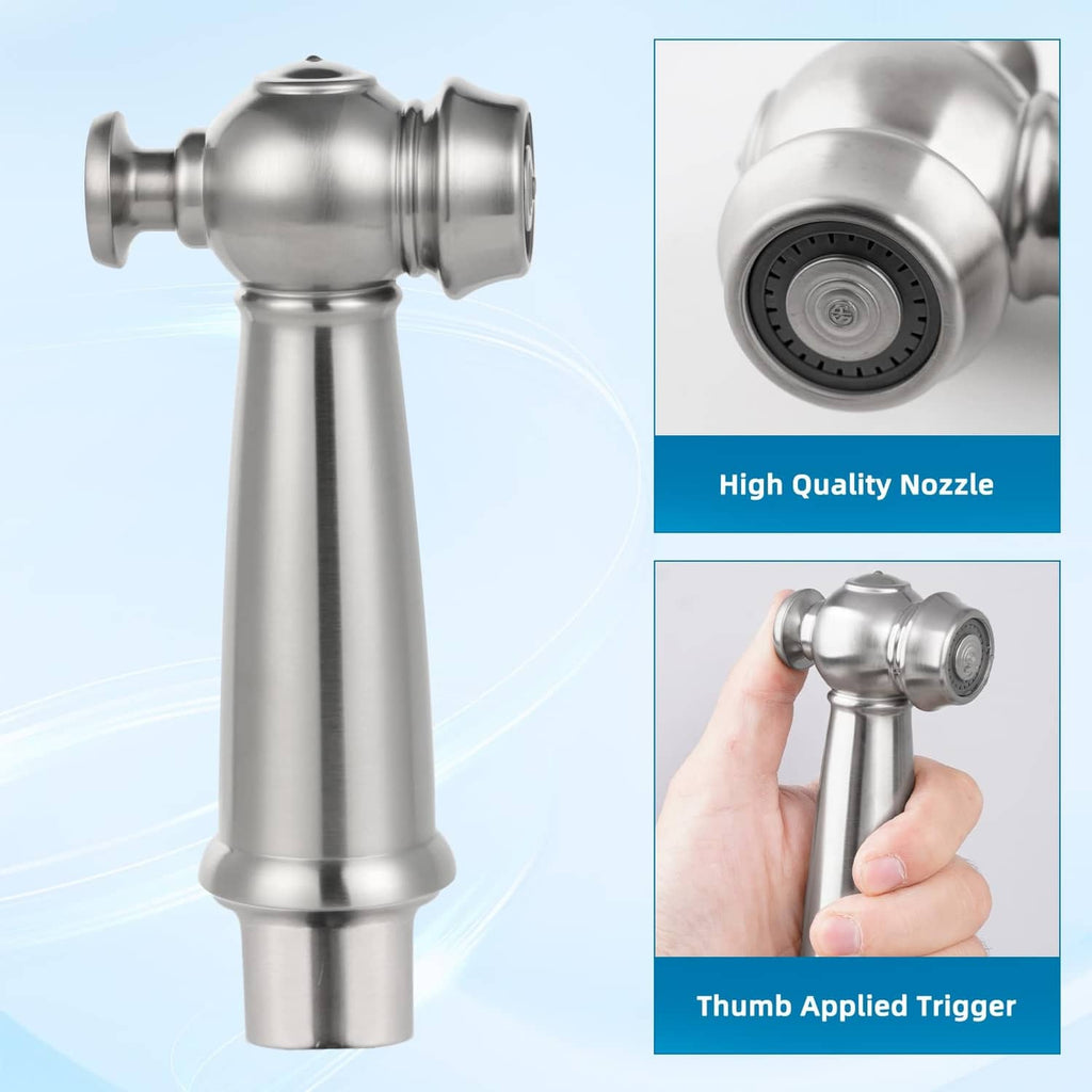 Stainless kitchen sink sprayer with high-quality nozzle and thumb trigger control
