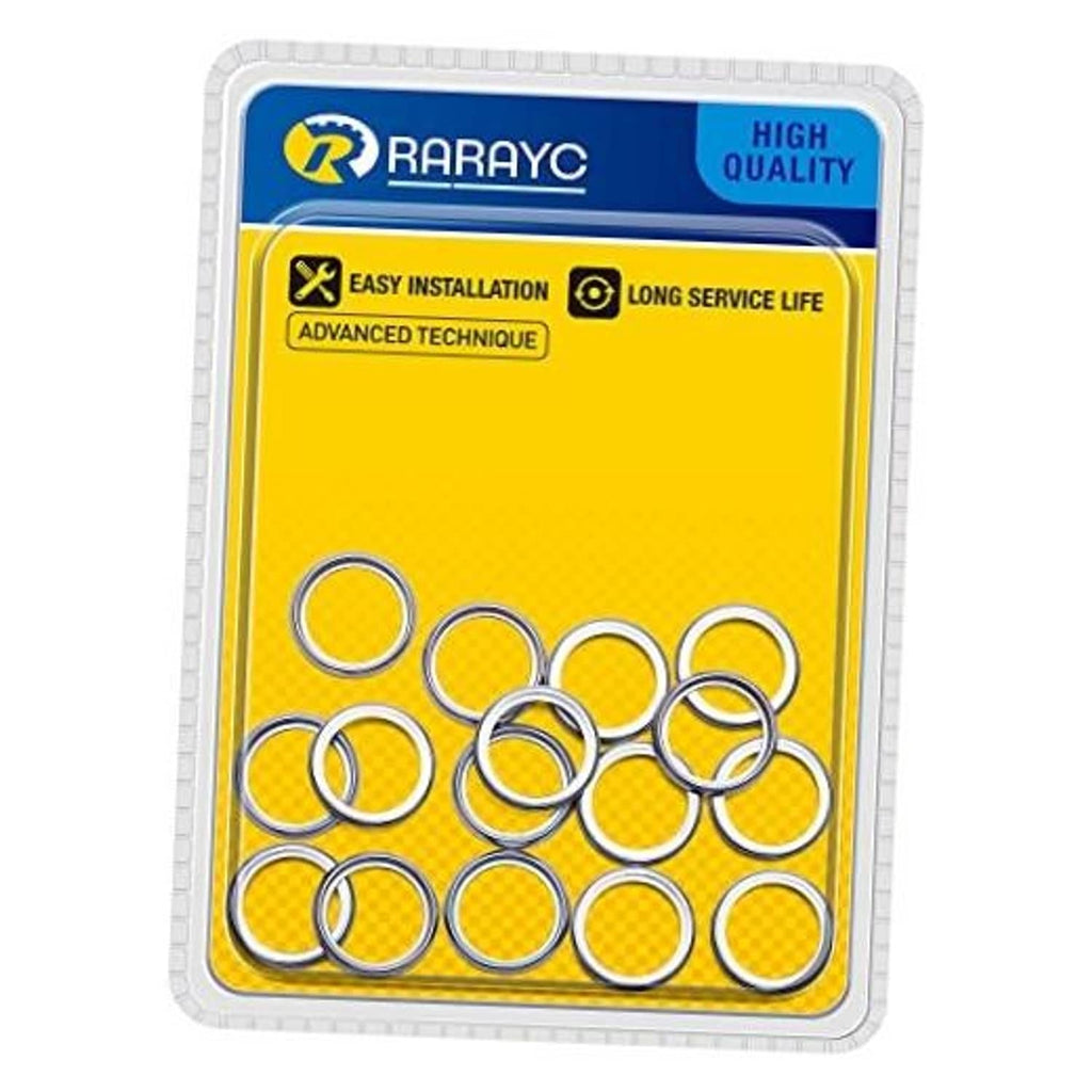 Oil drain plug crush washers set, chrome metal rings in sealed blister pack