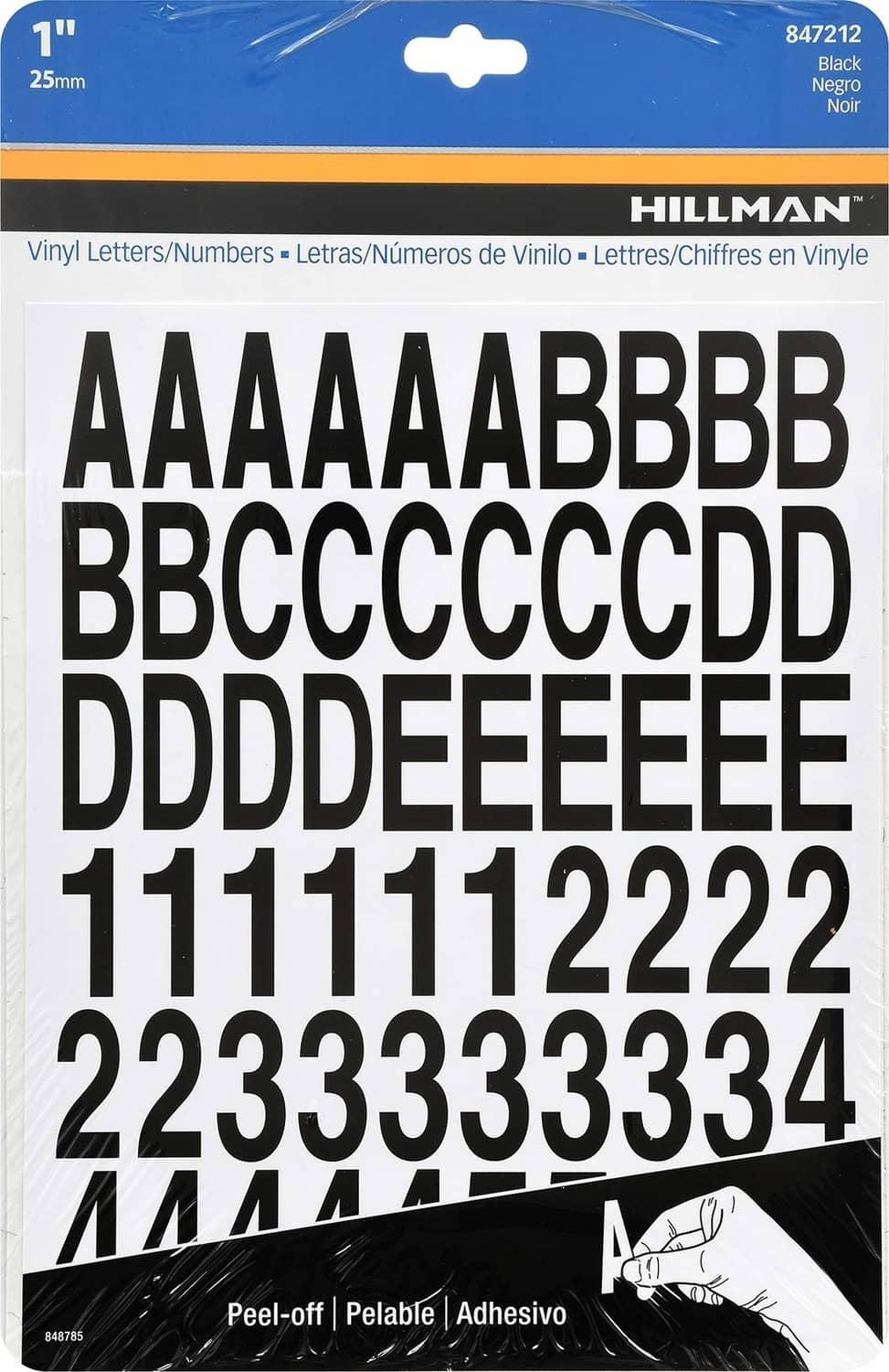 Black vinyl die-cut letter and number set, large A–Z and 0–9 on sheet