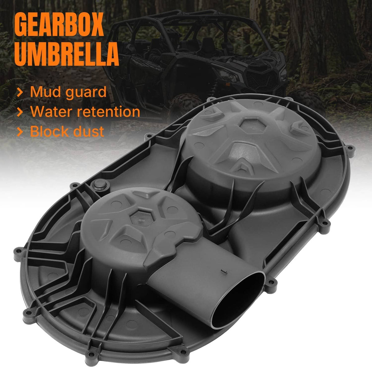 Gray clutch cover with two star-pattern fan covers and central opening outlet