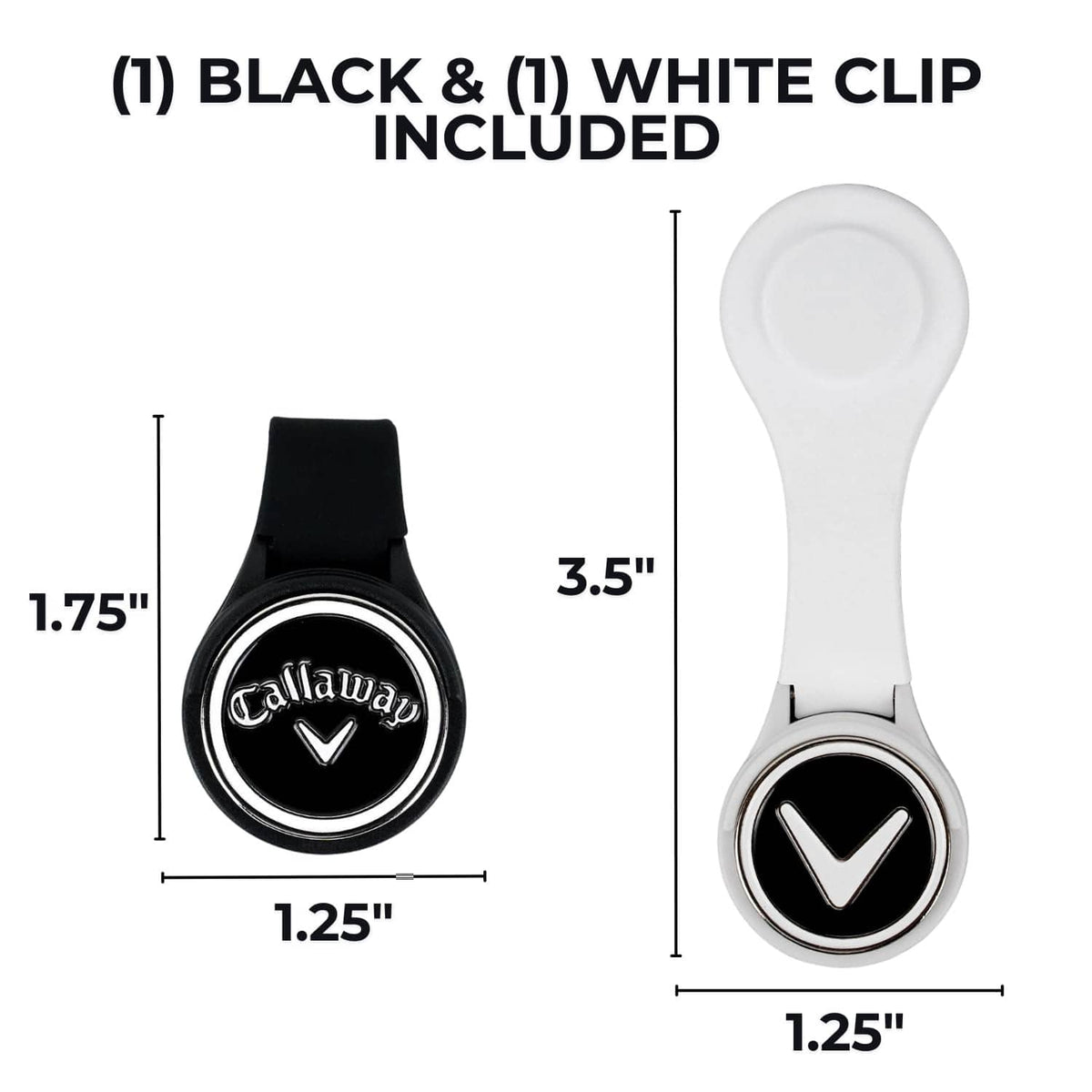 Magnetic hat marker clips (black and white) with oval Callaway logos