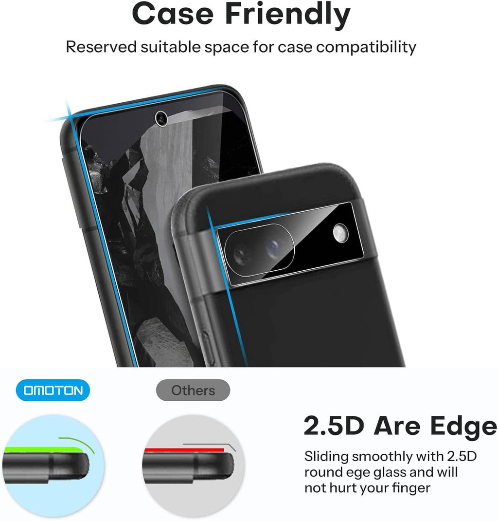 Case-friendly tempered glass screen protector set with 2.5D rounded edges