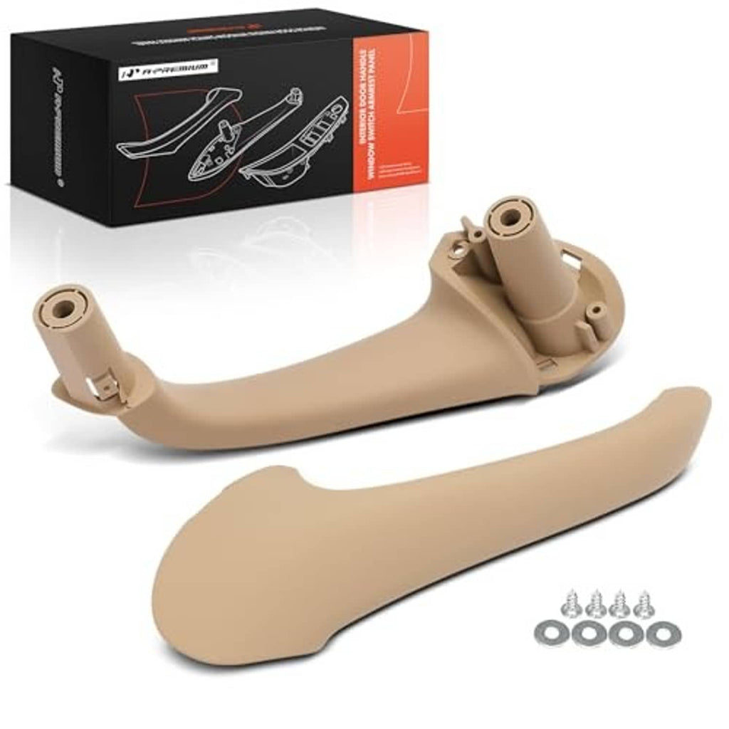 Beige front right passenger door armrest kit with screws and mounting brackets