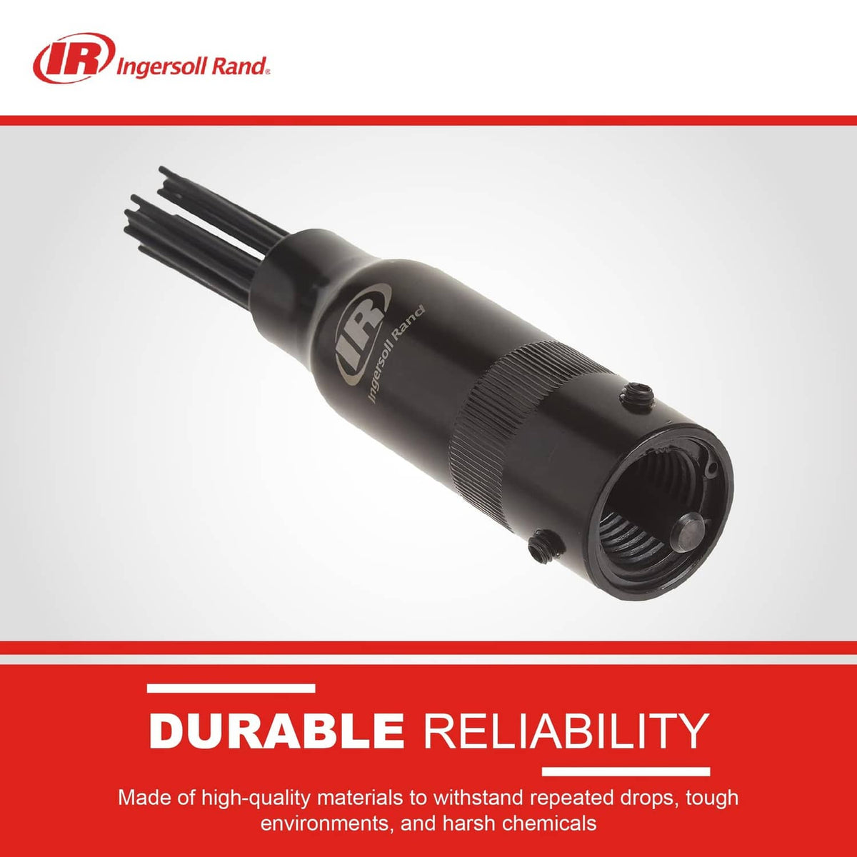 Needle scaler attachment with black barrel and threaded shank opening