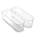Set of 2 clear stackable storage bins with built-in handles