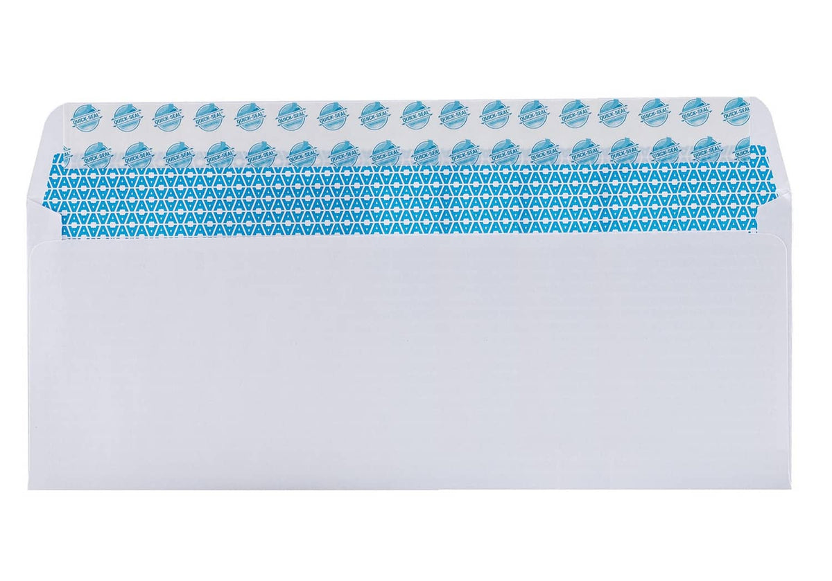 No-window #10 security envelope with blue security print along top flap