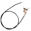 Black throttle cable with round wire cable and silver metal throttle bracket