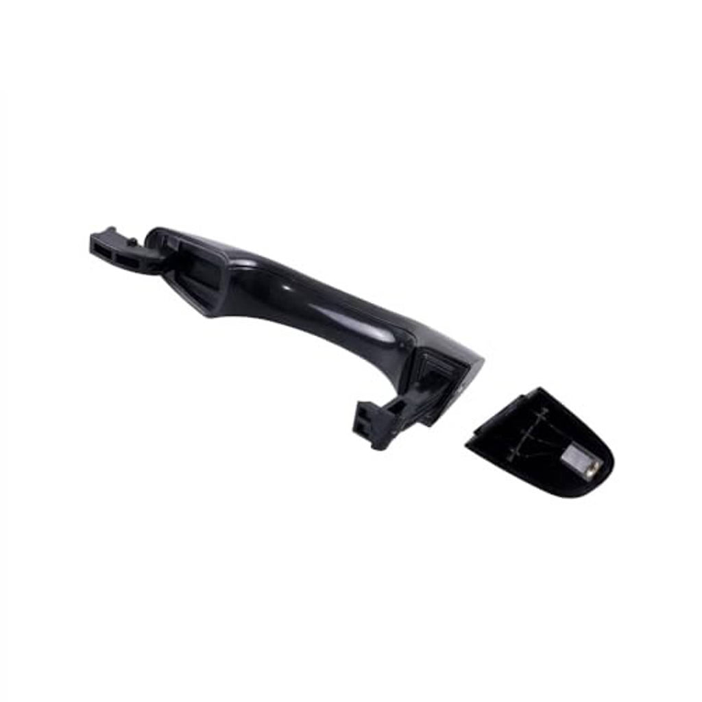 Black door handle with inner trim and release components, front exterior