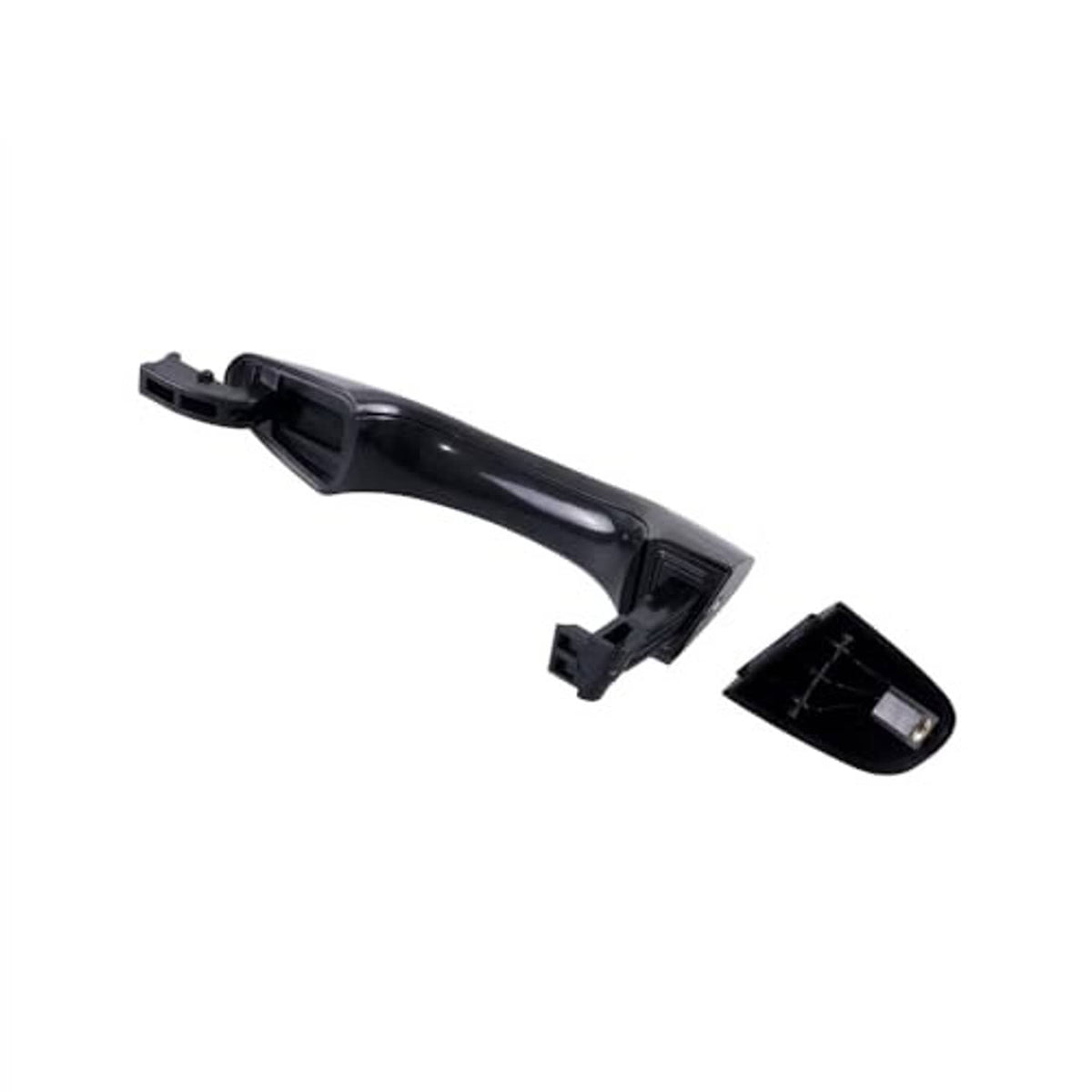 Black door handle with inner trim and release components, front exterior