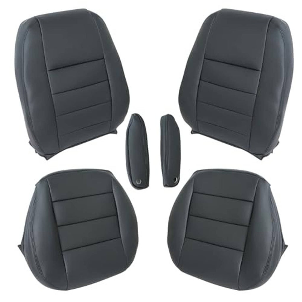 Set of black front seat covers, four pieces, padded look with stitched panel lines