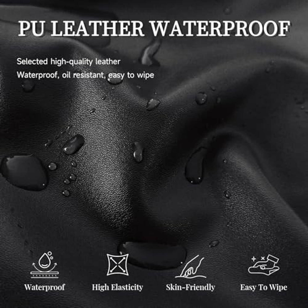 Black PU leather waterproof massage table cover with water droplets on surface