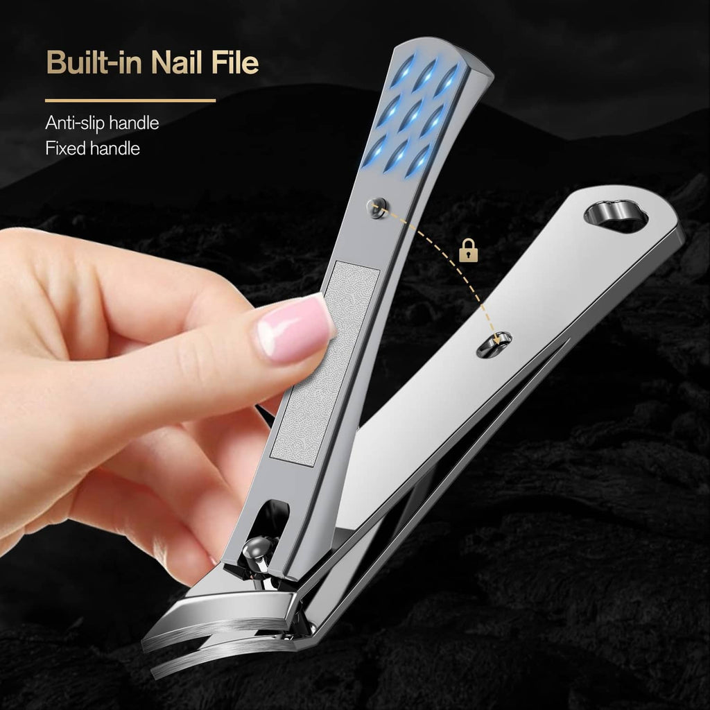 Ingrown nail clipper with built-in nail file on the handle, anti-slip grip.