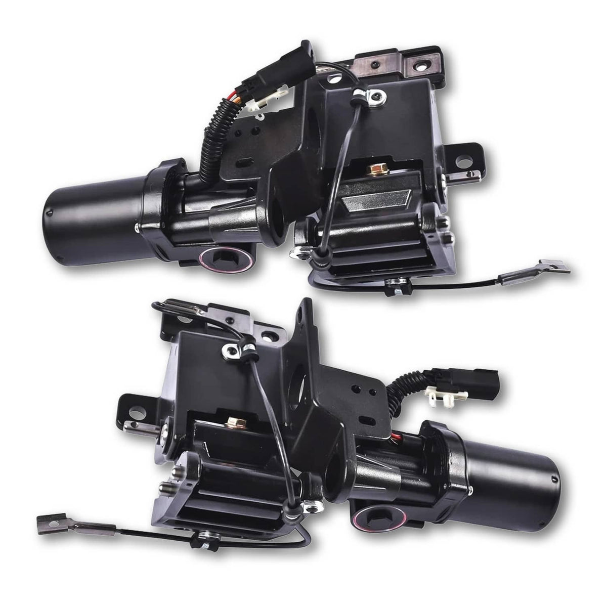 Power running board motor assembly, black metal housing with wiring harness