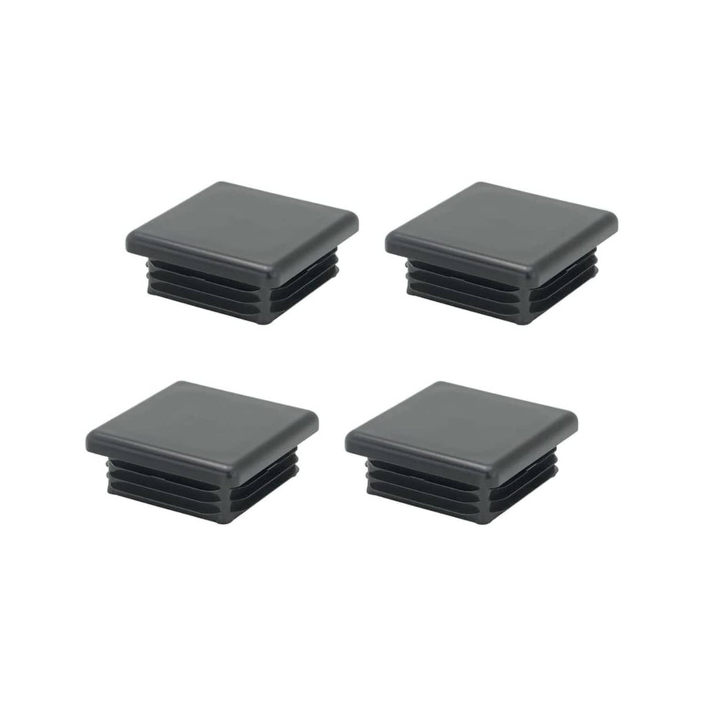 Square plastic tubing end caps, dark, threaded, 4-pack