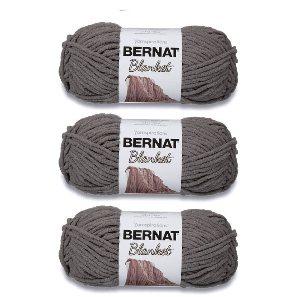 Dark gray Bernat Blanket yarn skeins, 3-pack bundle with label