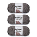 Dark gray Bernat Blanket yarn skeins, 3-pack bundle with label