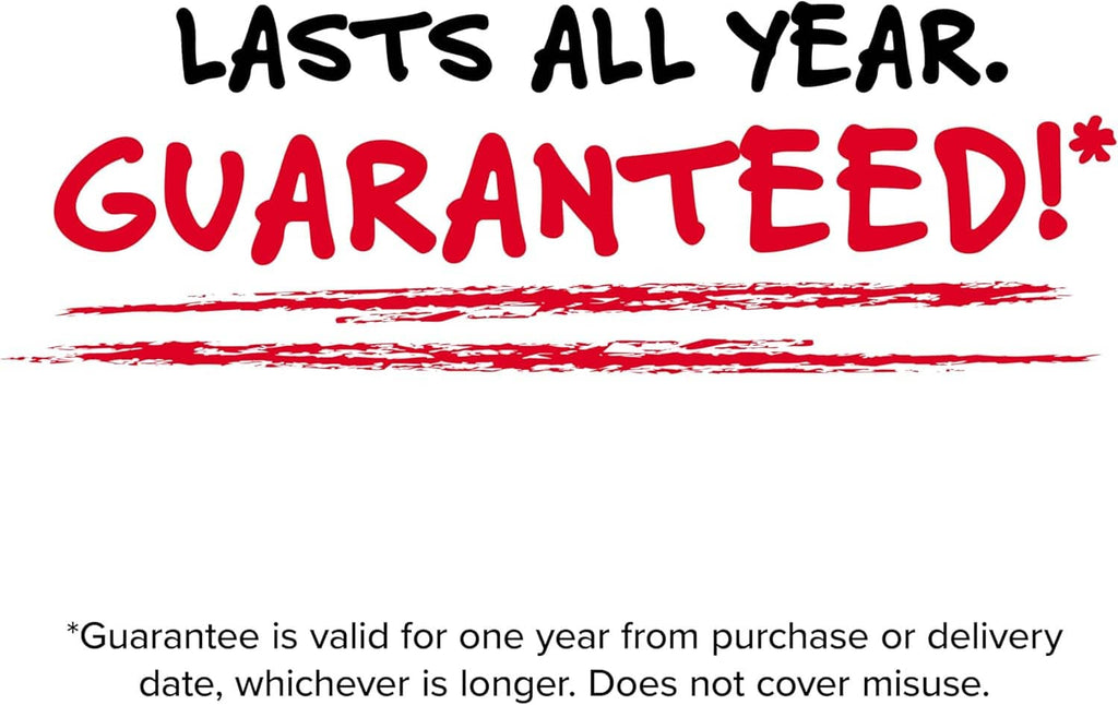 Red plastic folder with prong fasteners; plain white guarantee text area
