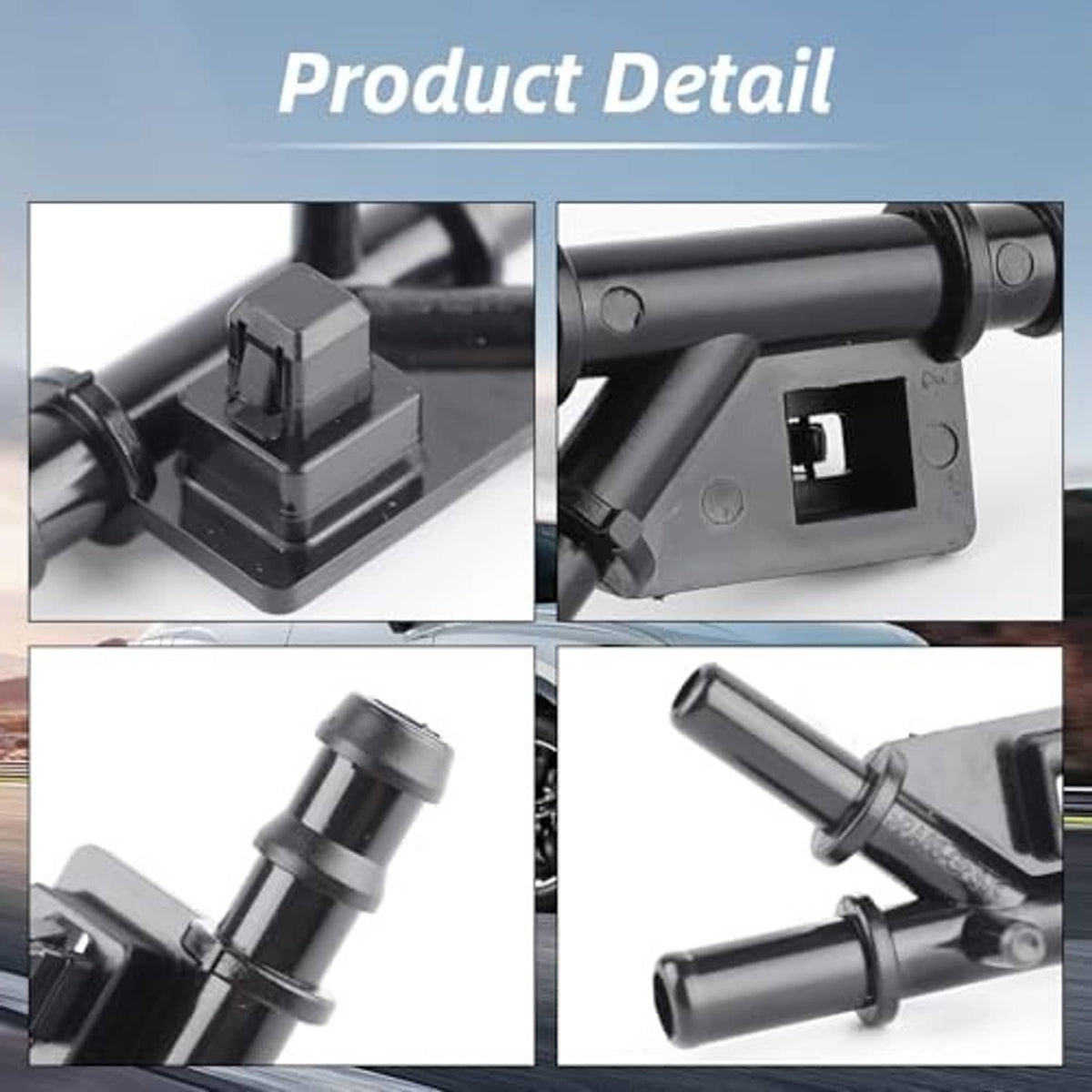 Black water pipe joint detail with connector opening and hose barbs